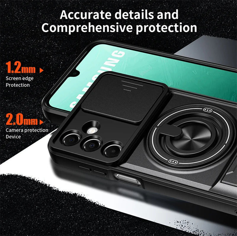 Case For Samsung Galaxy S26 S25 S24 S23 S22 Ultra PLus S26 Edge S25FE S24FE Armor Magnetic Stand Holder Ring Lens Protect Cover