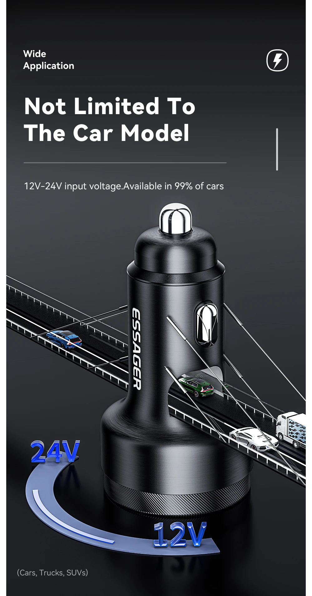 Essager USB C Car Charger 105W Quick Charge PD3.0 QC4.0 3.0 SCP PPS USB Type C  Fast Charging For iPhone 15 14 13 Samsung Xiaomi