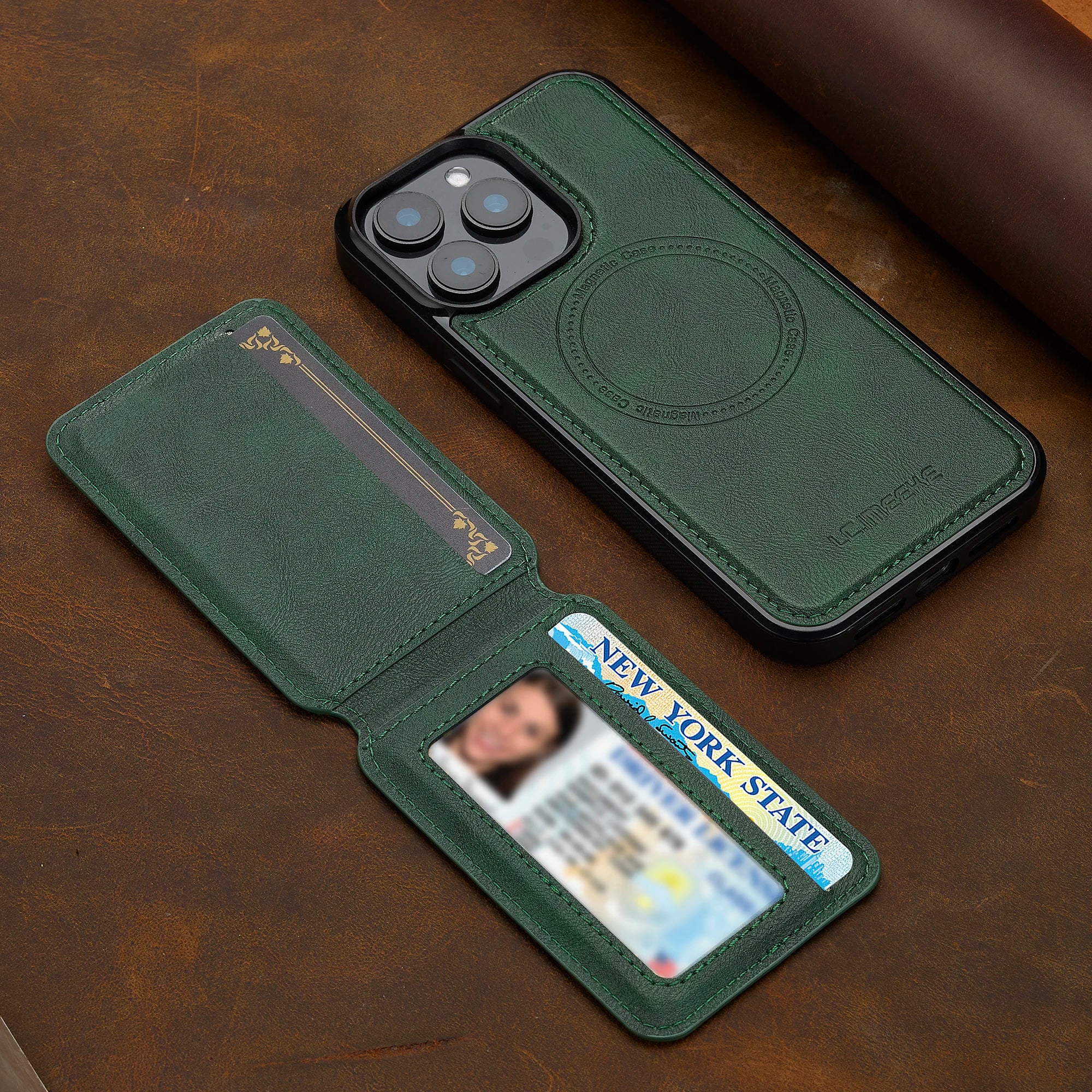 2 in 1 Detachable Leather iPhone Case with Card Pocket - Magnetic Cover for iPhone 17 pro Max 17 Air 15 14 13 12 11 pro Max