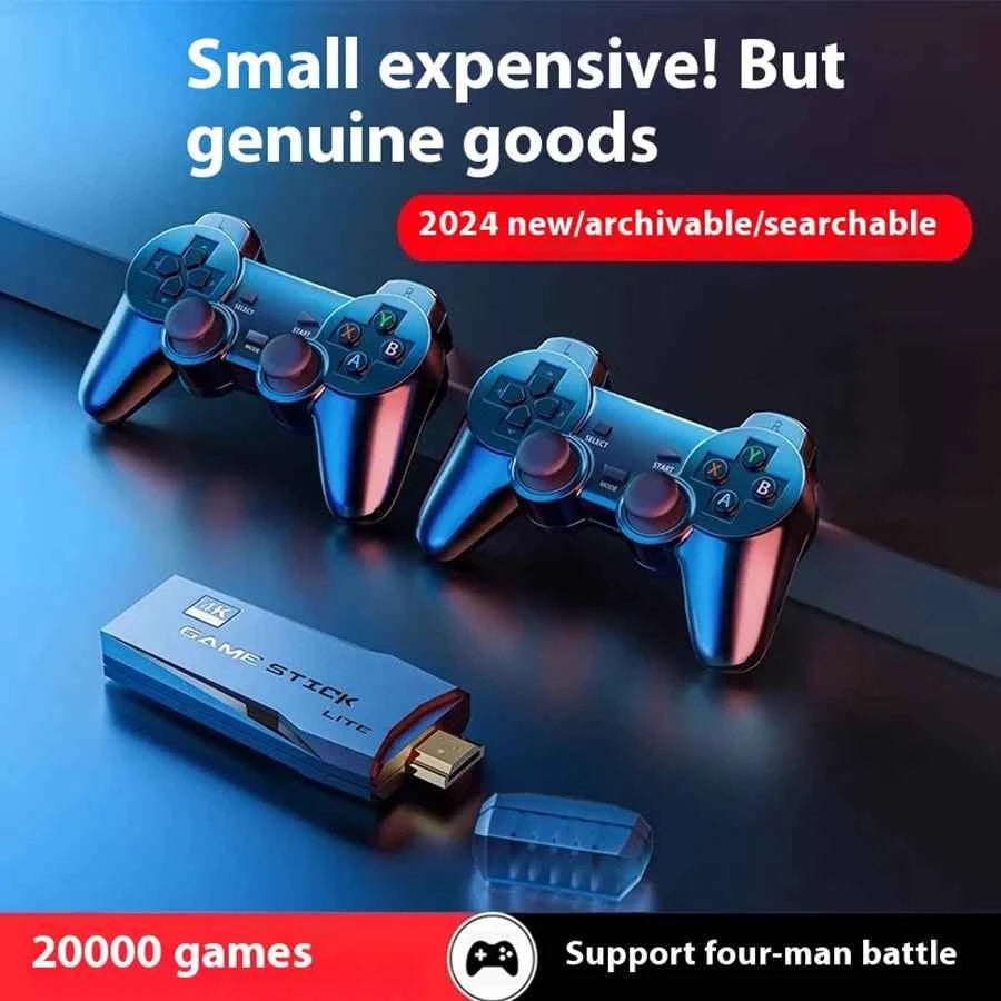 Basix 2.4G Dual Wireless Video Game Stick Joystick Console Gaming Stick 4K 20000+ Gaming 64GB Retro Gaming Thanksgiving Gift