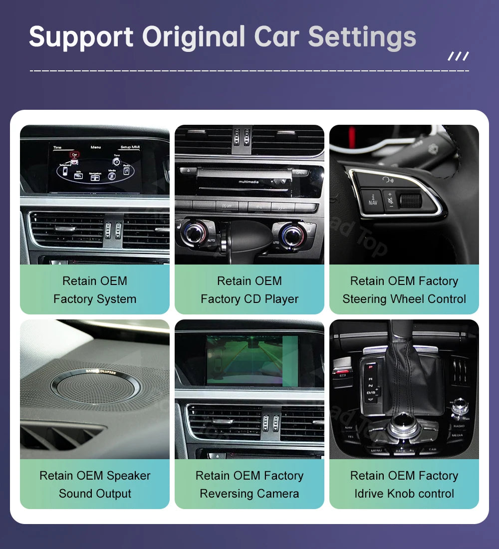 Road Top Radio Multimedia Linux Touch Screen For Audi A5 2008-2016 Wireless CarPlay Android Auto Airplay Car Player Function