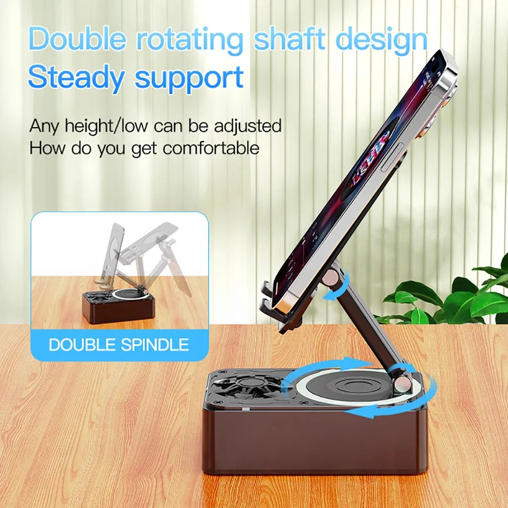 Kebidumei Multifunction Cell Phone Holder Stand With Bluetooth Speaker Phone Charging Adjustable Desktop Lazy Phone Bracket
