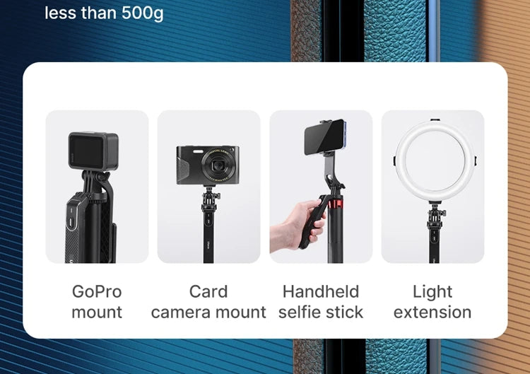 Ulanzi MA09 1.8m Selfie Stick Tripod for iPhone 17 15 Android Phone with Remote Control Panoramic Ball Head Holder U200 VL49 Kit