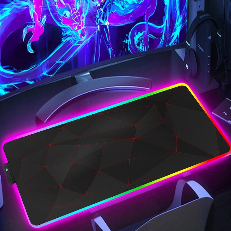 RGB Extended Hexagon Gaming Mouse Pad Rug Desk Mat Computer Accessories Anti-skid Offices Geometric Mousepad Luminous Game Mats
