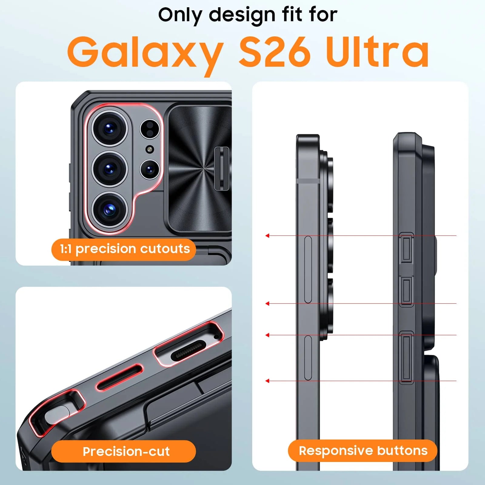 WEFOR for Samsung Galaxy S26 Ultra/S26 Plus/S26 Case Wallet, Built-in Card Holder (3-4 Cards) & Slide Camera Cover & Kickstand