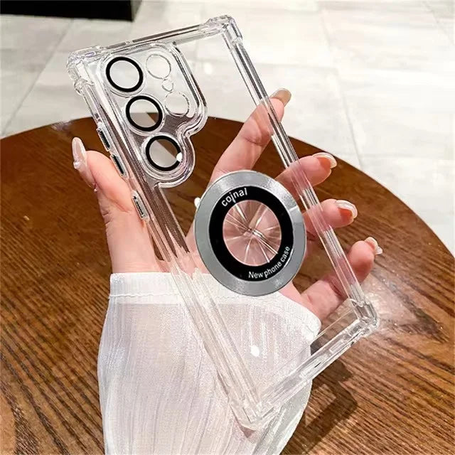 For Magsafe Plating Phone Cases For Samsung Galaxy S26 S25 S24 S23 S22 Ultra S21 Plus FE Note 20 Shockproof Clear Magnetic Cover