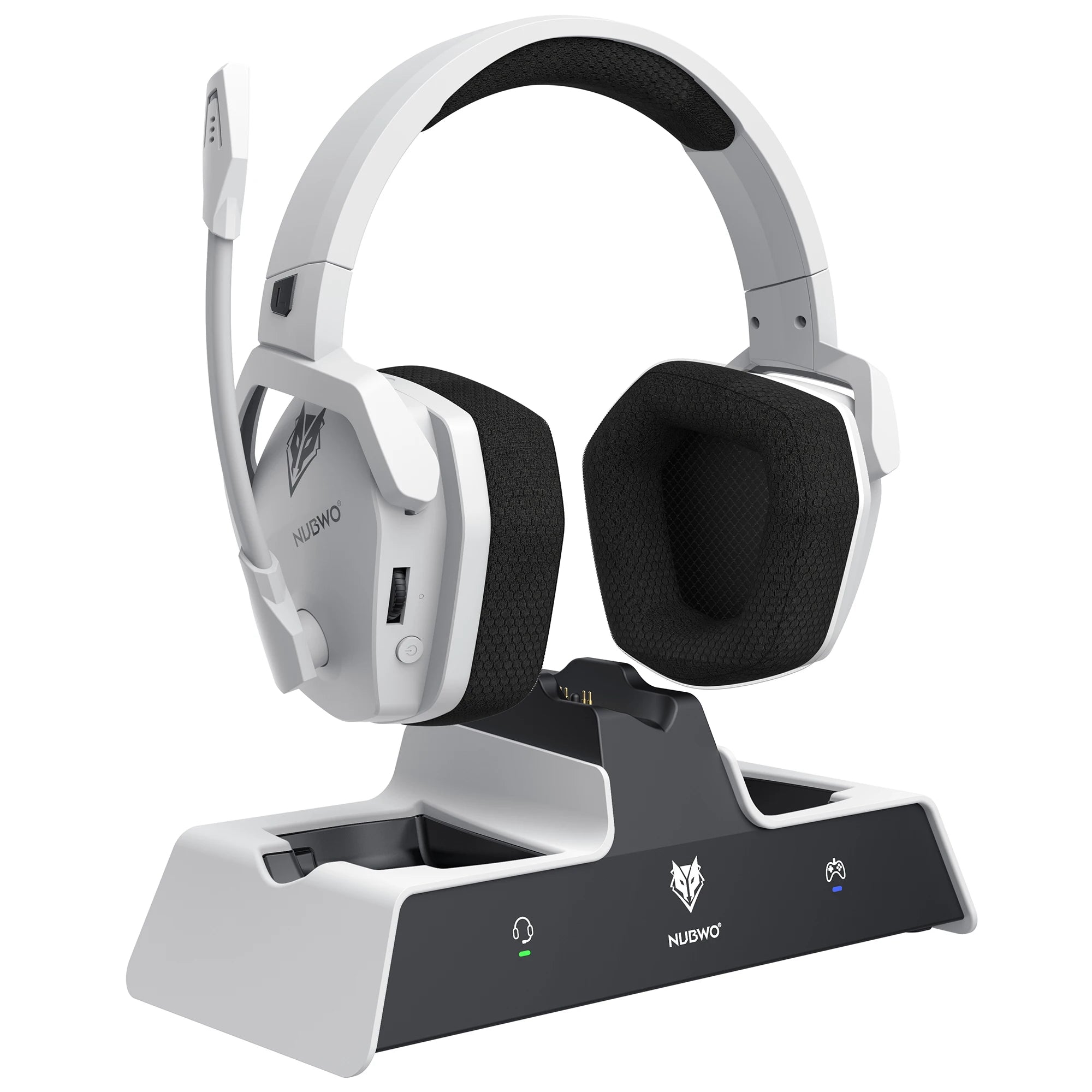 NUBWO G06 Wireless Headsets Gamer with Charging Station for Headset and PS5 Controller Gaming Headphones Long Battery Life