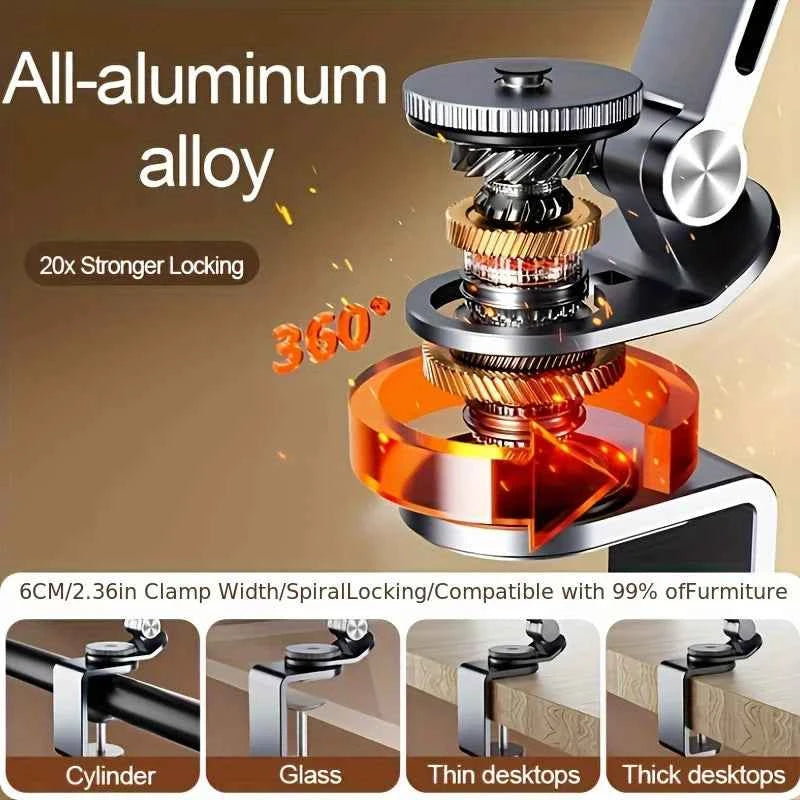Aluminum alloy turntable stand, mechanical arm, universal cantilever, universal metal desktop computer stand, iPad