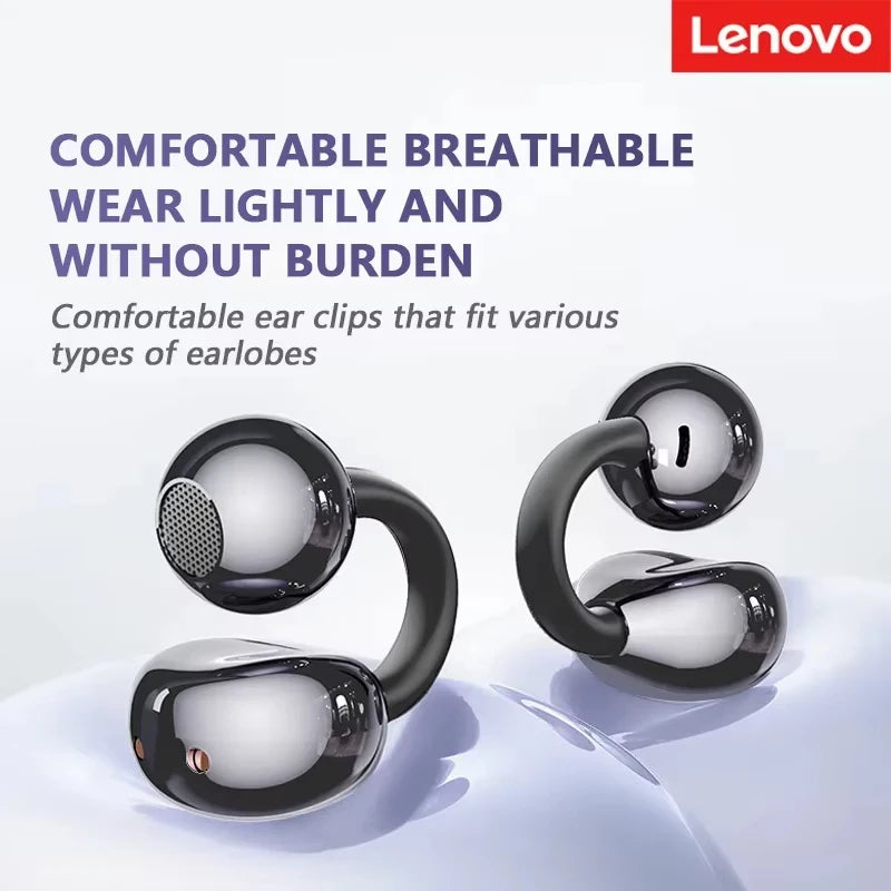 Original Lenovo TA410 TWS Panoramic Sound Effects Wireless Earbuds Ear Clip Bone Conduction With Mic Bluetooth 5.4 Headphones