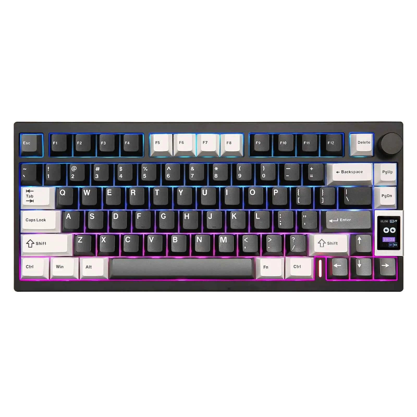 YUNZII AL80 Silver Wireless Mechanical Keyboard, Full Aluminum CNC Custom QMK/VIA Gaming Keyboard, LCD Display Hot Swap Keyboard