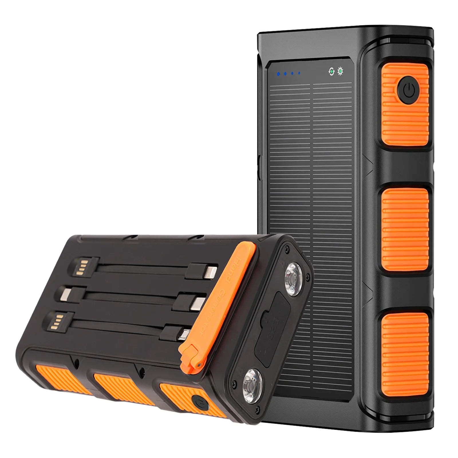 20000mAh Portable Solar Power Bank 20W Fast Charging USB C Hand-Crank Generator Dual LED Flashlights for Outdoor Camping Hiking