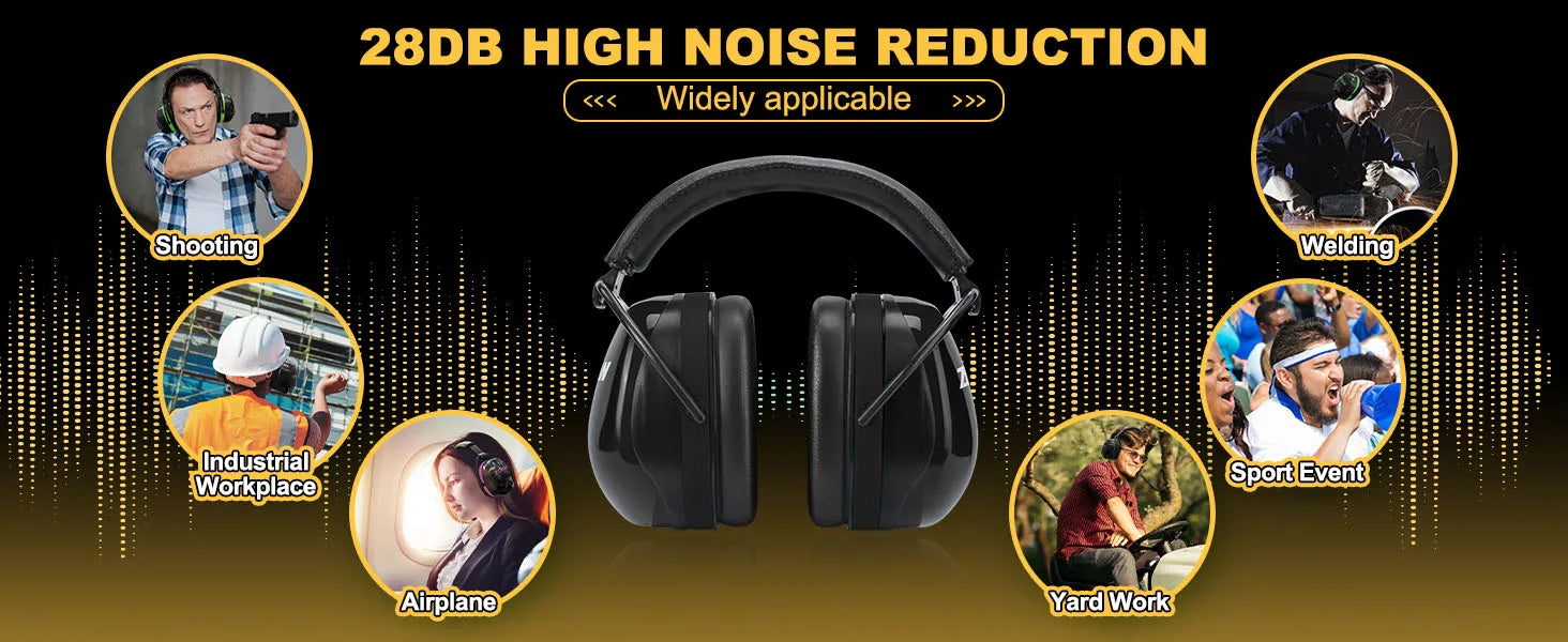 ZOHAN-Hearing Protector Passive Earmuffs High Noise Reducing Ear Covers Defenders for Autism, Headset Shooting, Headphone28dB