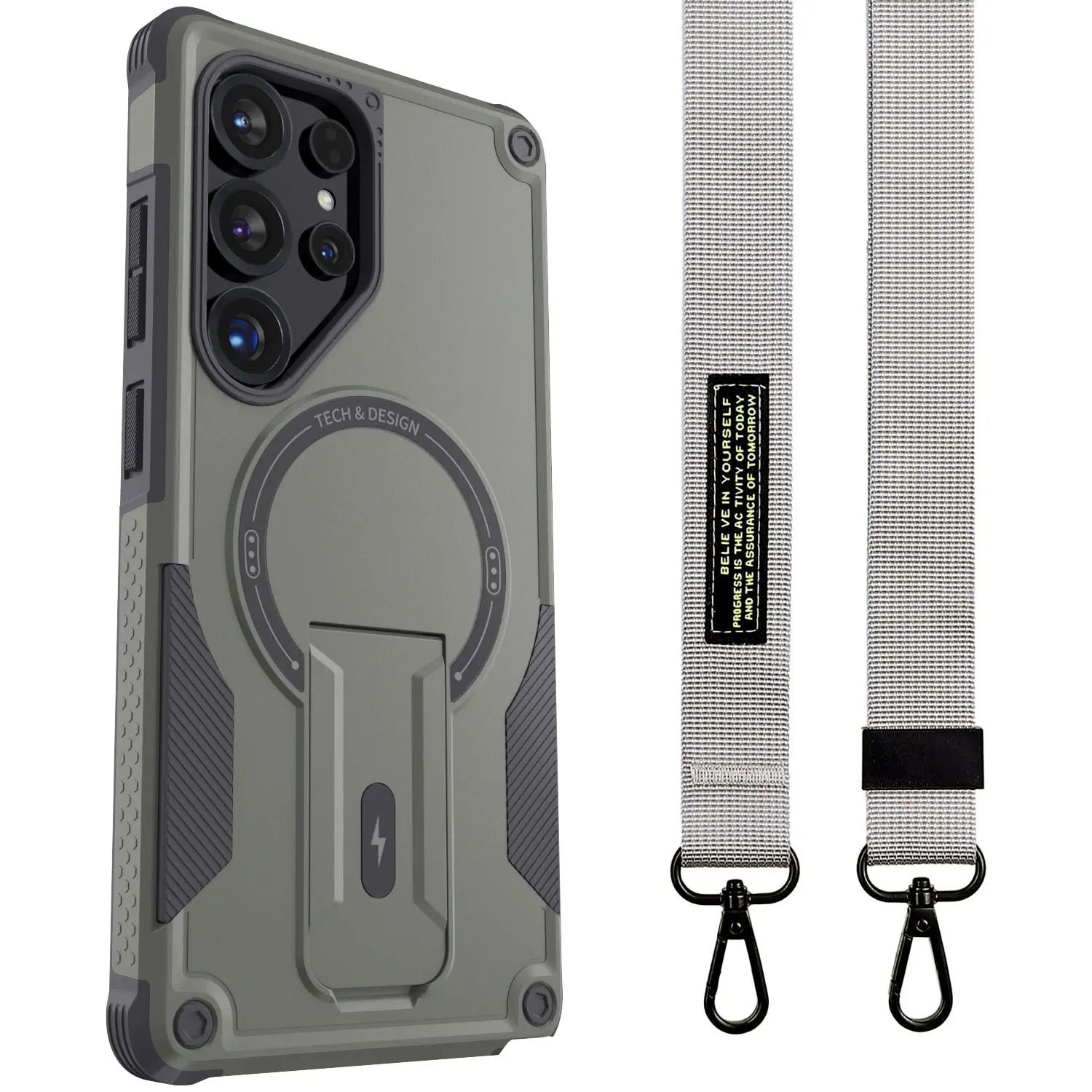 For Samsung Galaxy S25/Plus/Ultra/S25 Edge/S24/Plus/S24 Ultra Phone Case Shockproof Heavy Duty Kickstand Cover With Lanyard