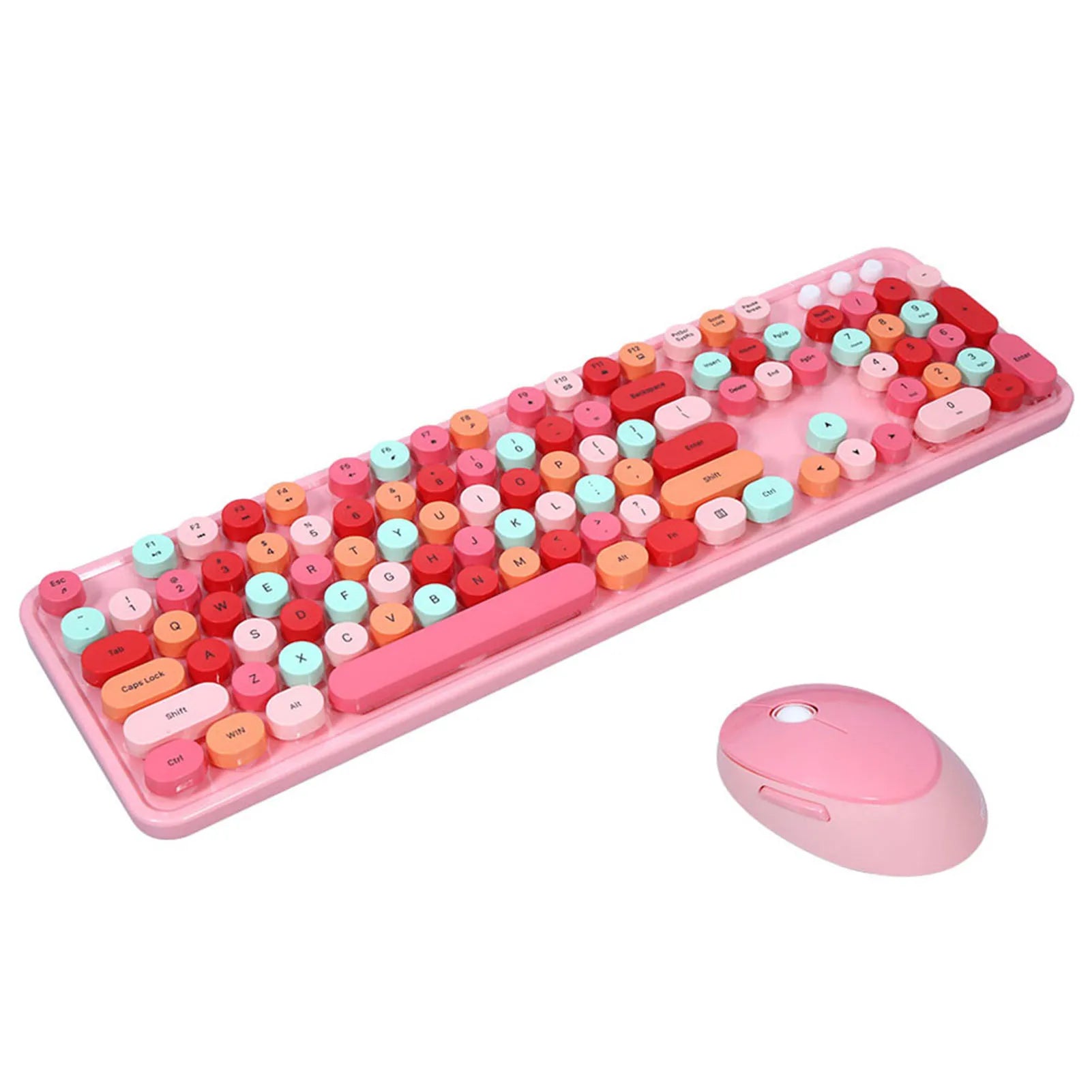 Mofii Sweet Keyboard Mouse Combo Mixed Color 2.4G Wireless Keyboard Mouse Set Circular Suspension Key Cap for PC Laptop Purple
