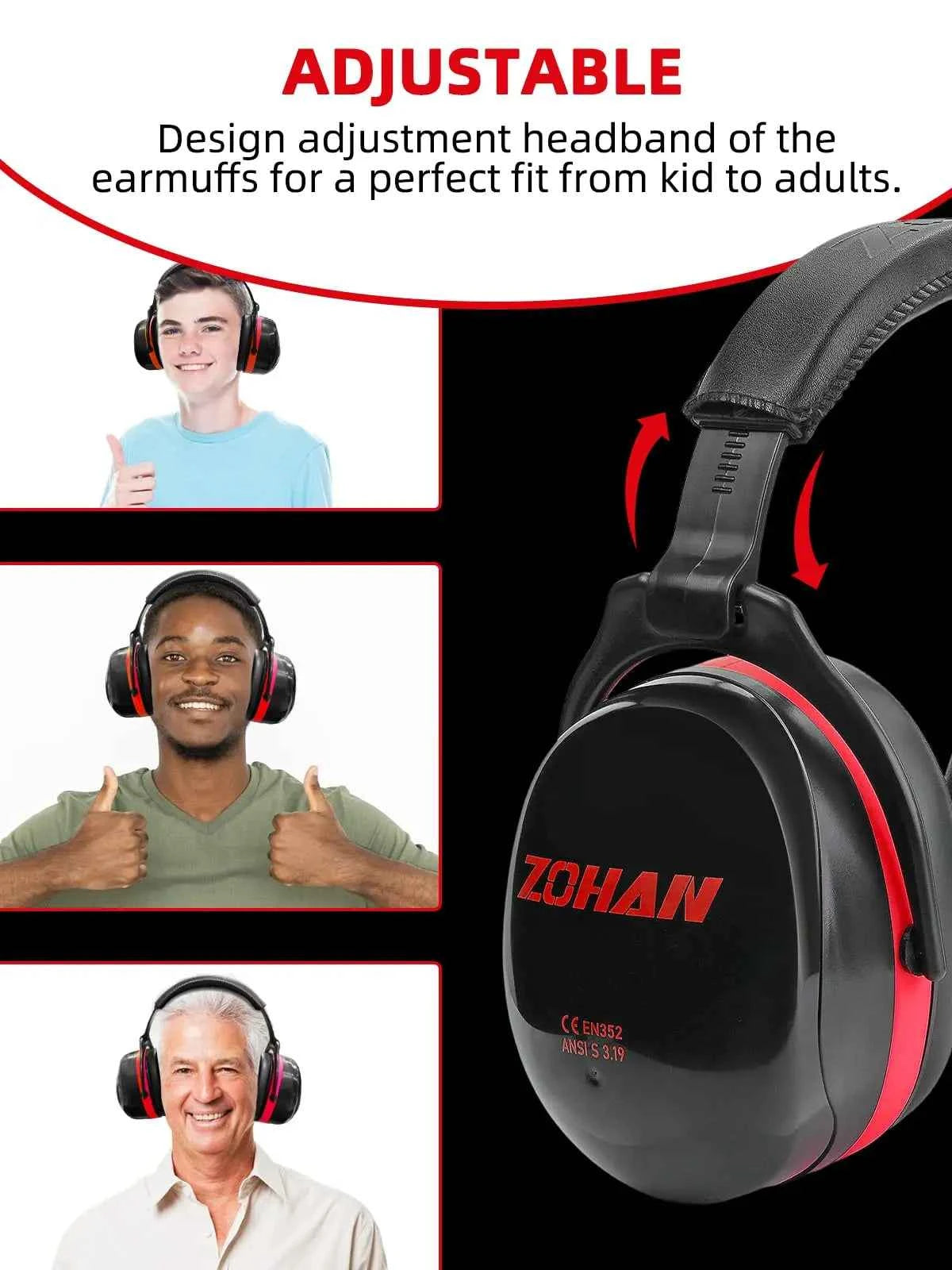 ZOHAN Noise Reduction Earmuffs Hearing Protection Safety Earmuffs Ear Defenders NRR 28dB For Autism Shooting Mowing Fire works