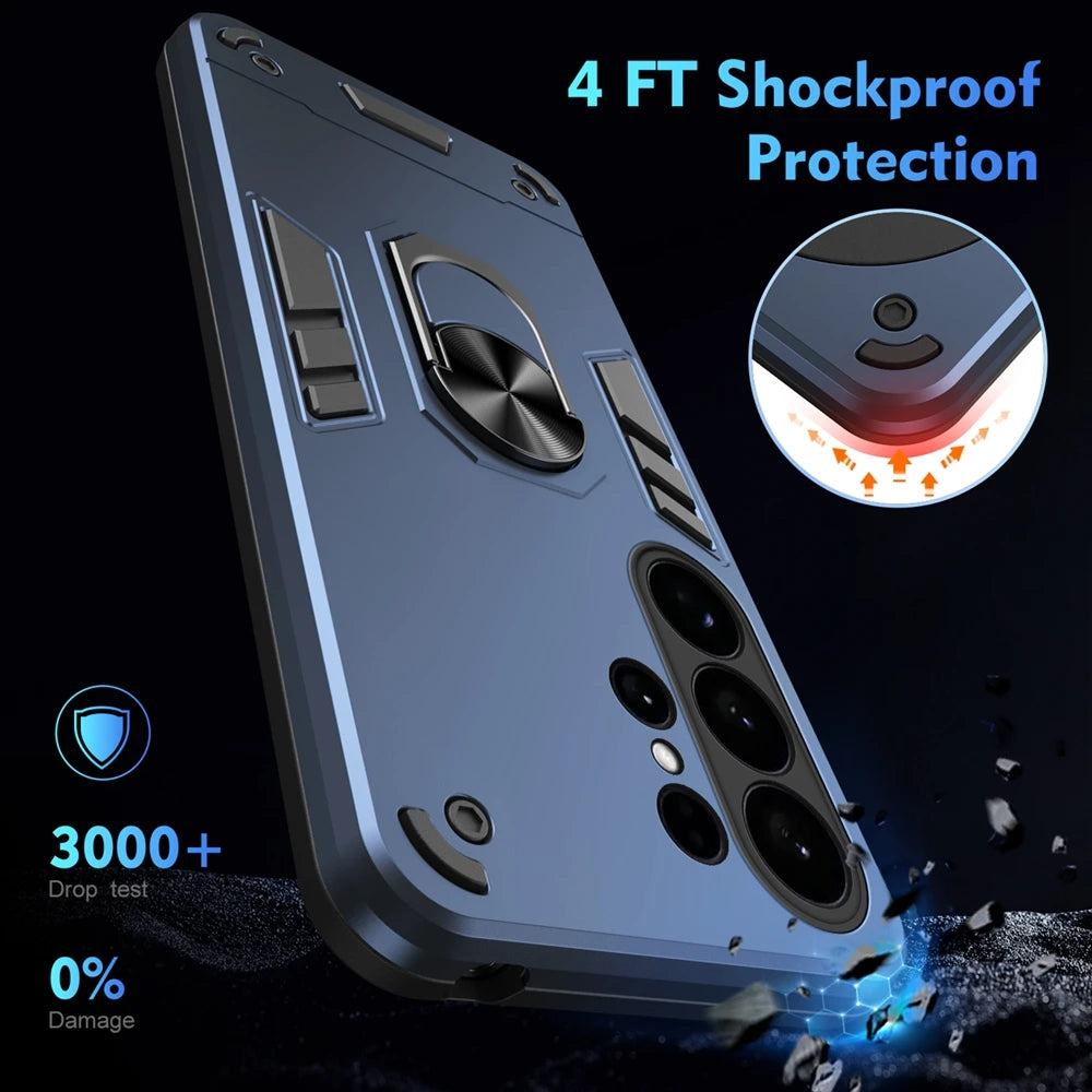 Armor Shockproof Lens Protect Phone Case For Samsung Galaxy S26 Ultra S 26 Plus S26 5G Finger Ring Holder Magnetic Cover