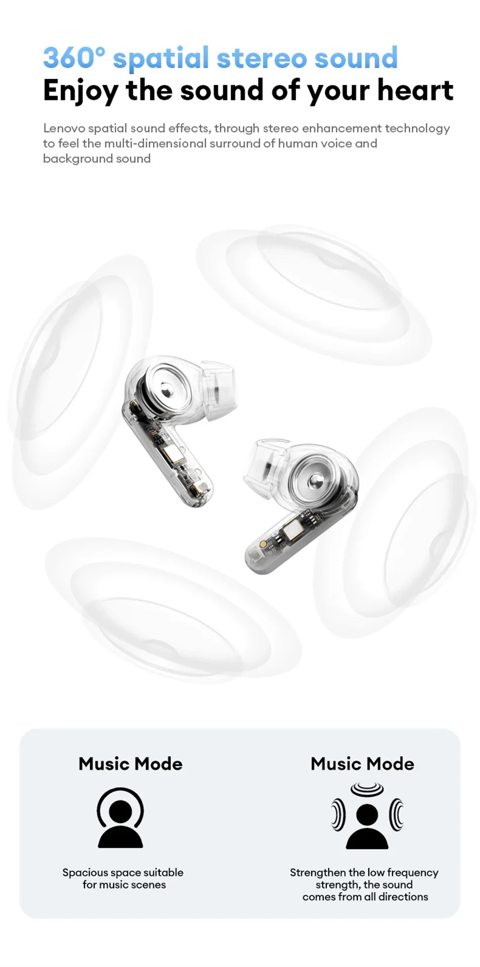 New Lenovo LE209 Wireless Bluetooth Earphone ANC Noise Reduction HiFi Music Bluetooth Headphone 30H Battery Life Gaming Headset