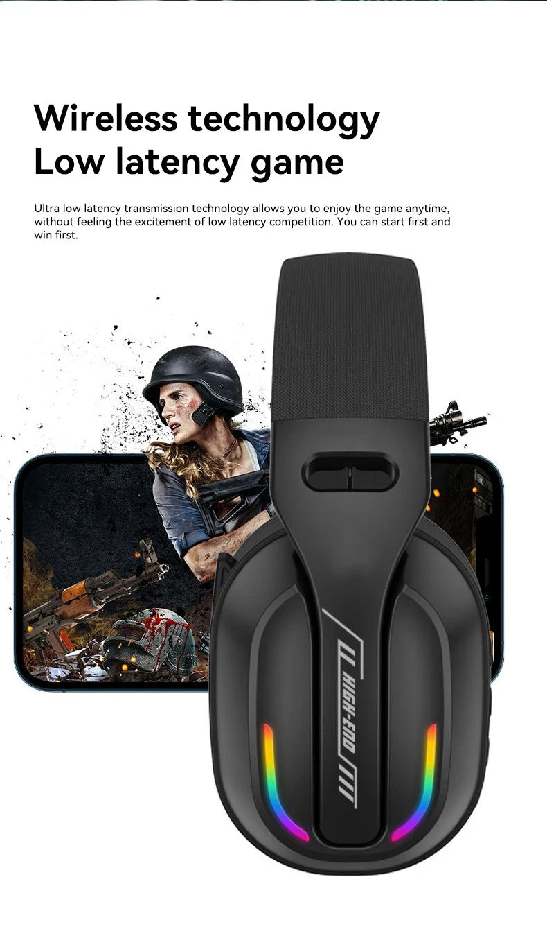 B500 Over Ear Wireless Headphones RGB Gaming Headset Bluetooth 5.4 Low Latency Deep Bass 60H Playtime for Gamer
