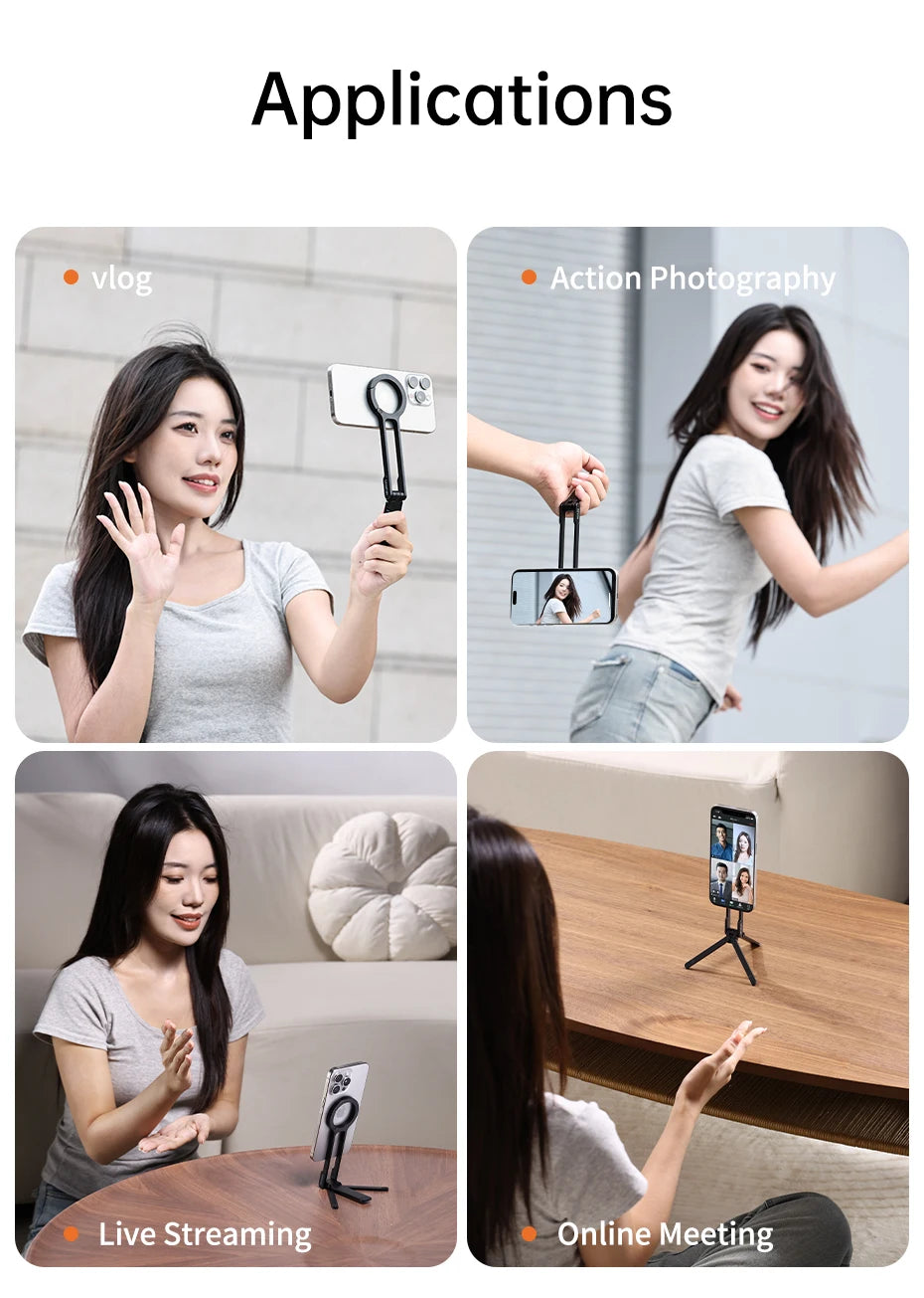 Ulanzi MA30 Carabiner-Mounted Phone Tripod for iPhone 15 14 13 12 Pro/Pro Max Dual-sided Magnet Tripod Desk Mount Phone Handle