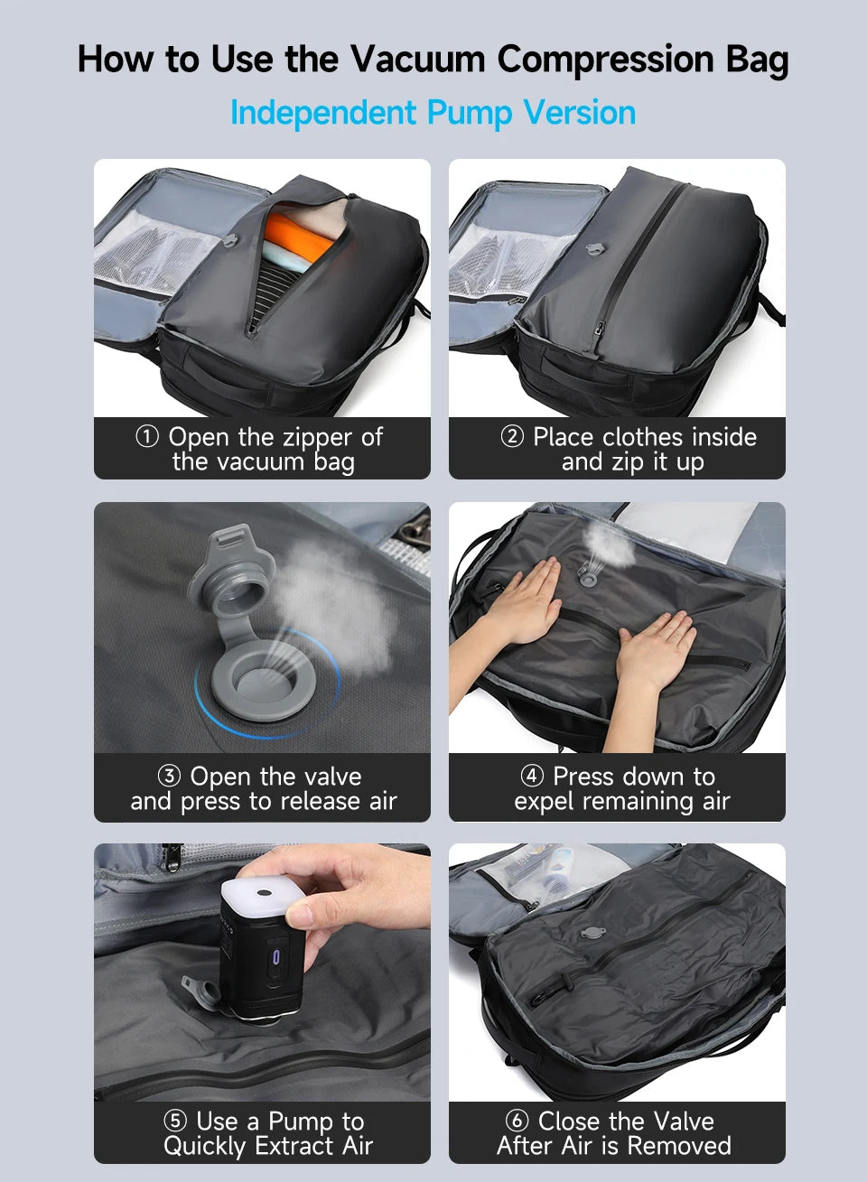Tigernu Vacuum Compression Backpack Men Women Expandable Travel Backpacks Luggage With USB Large Capacity For 17 Laptop Back