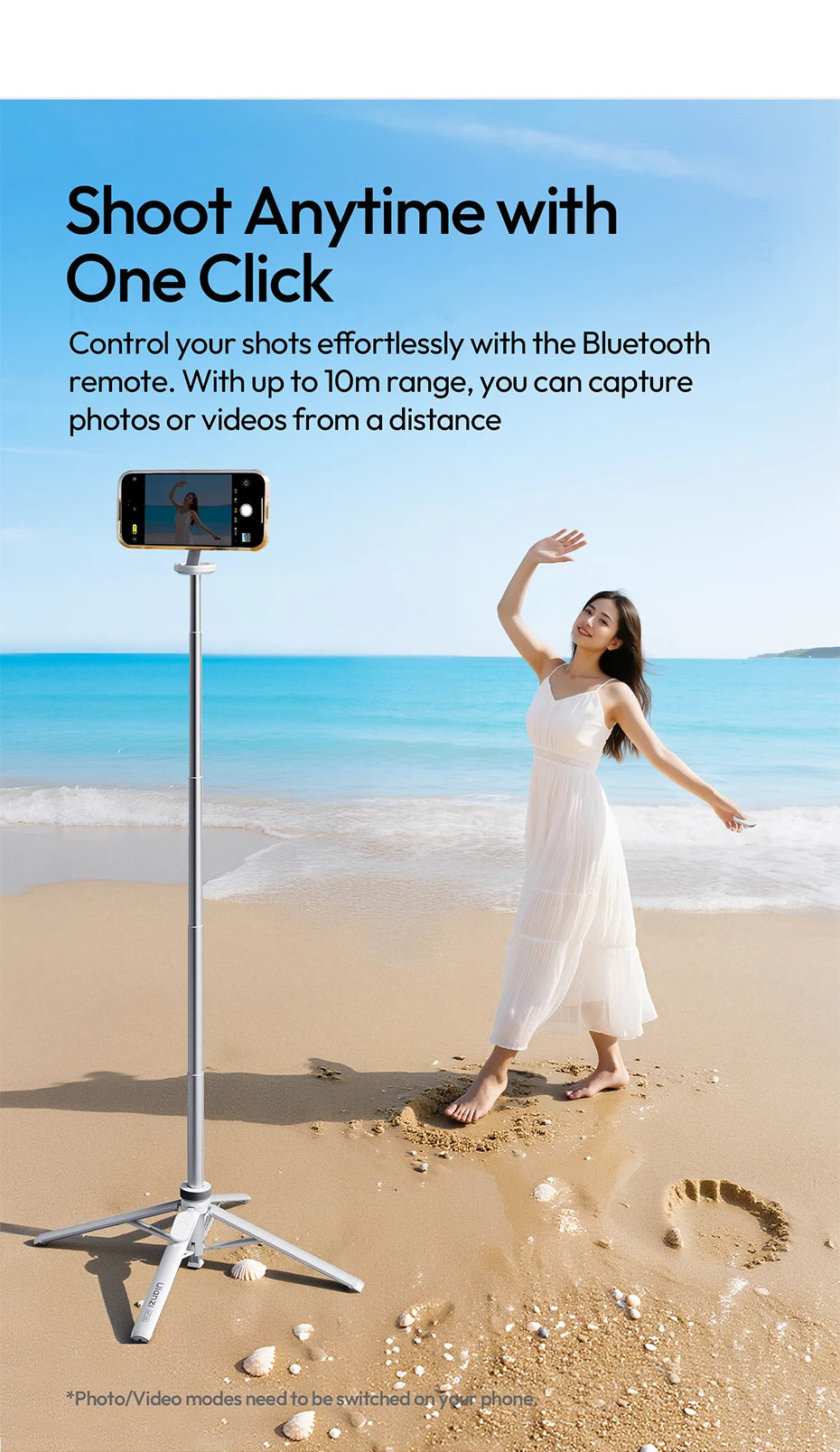 Ulanzi MT85 Automatic Phone Tripod Magsafe Dual-Side Magnet with 10m Wireless Control for Outdoor Travel Selfie Stick Livestream