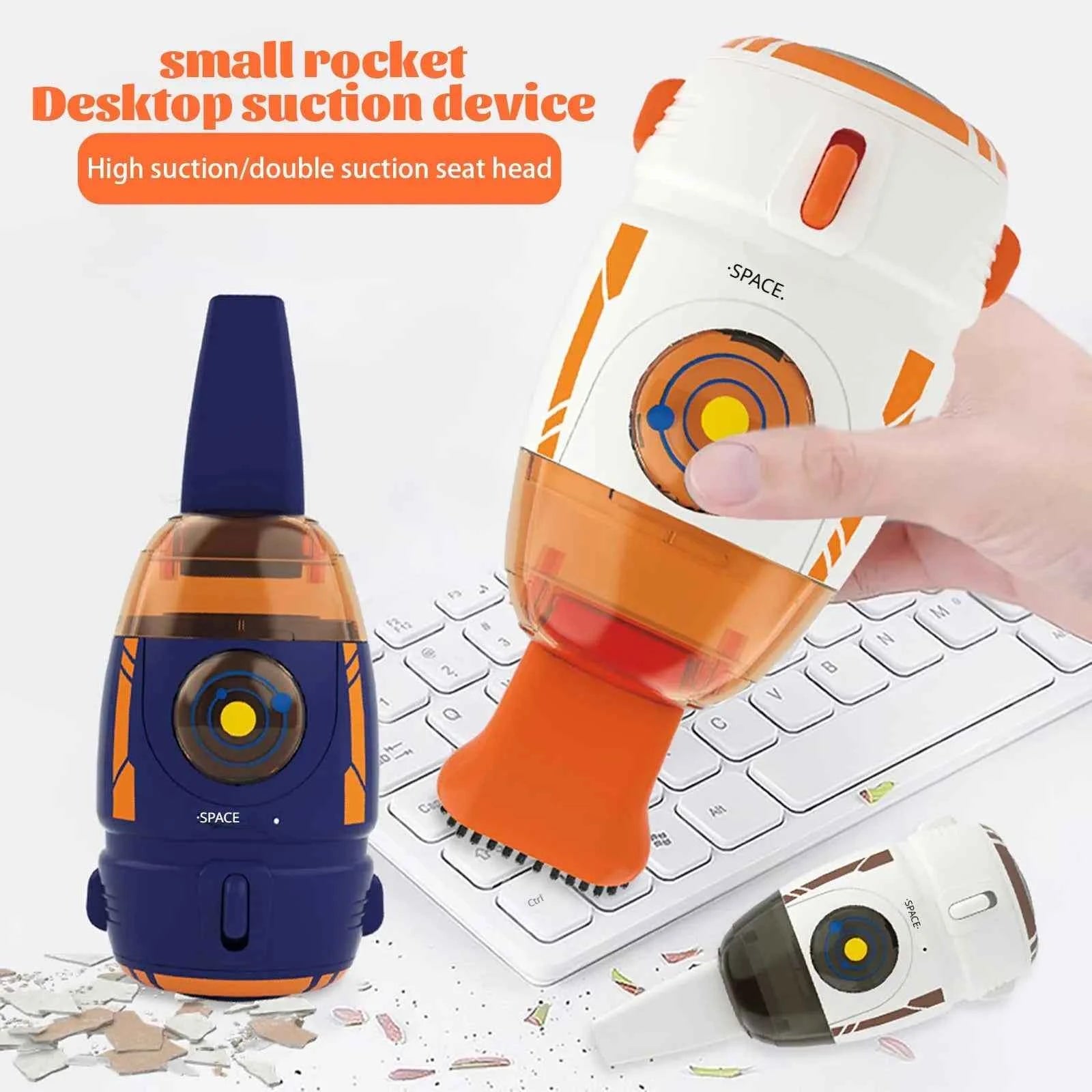 Desktop Vacuum Cleaner Little Rocket Shaped Electric Handheld Desktop USB Charging Cleaner Eraser Scrap Mini Keyboard Cleaner