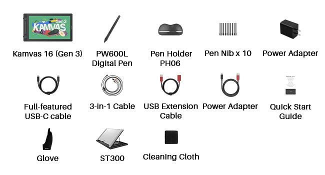 Huion Kamvas 16 (Gen 3) Graphics Tablet 15.8 Inch Display 2.5K QHD Screen with Dual Dials PenTech 4.0 Stylus 16K Levels Pressure