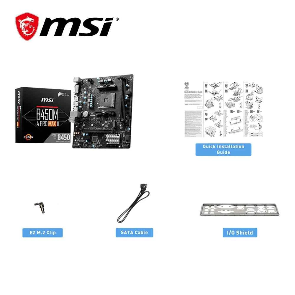 MSI B450M-A PRO MAX II Motherboard Dual-channel DDR4 Memory M.2 SATAIII USB3.2 Support R9 CPU Socket AM4 Mainboard