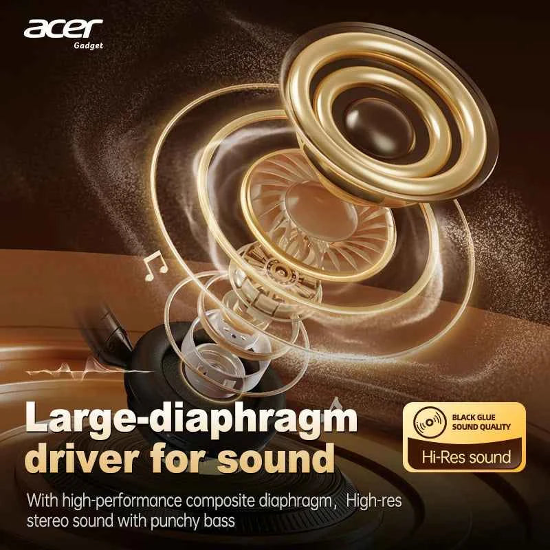 Acer Ohr560 Wireless Bluetooth Headset, Full-Ear Foldable Headphones with Built-In Microphone, Stereo Sound, Active Noise Reduction, Compatible with 3.5mm Audio Cable, Suitable for Work, Travel, and Gaming