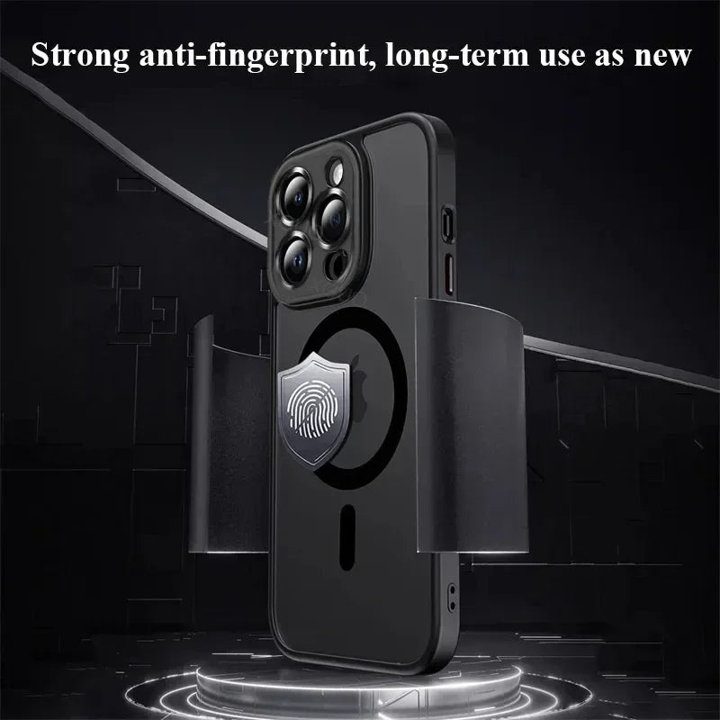 Original Magnetic Wireless Charging Case for iPhone 16 to 12 Pro Max Plus with Lens Protection and Frosted Cover