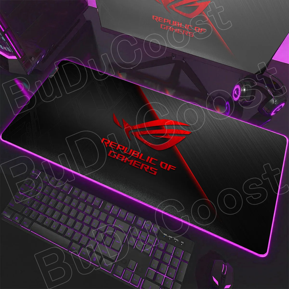 600x300x3mm RGB Gamer Glowing HD Keyboard Mat Asus Office Table New ROG Art Design Colorful LED Mouse Pad Rubber Non-slip Carpet