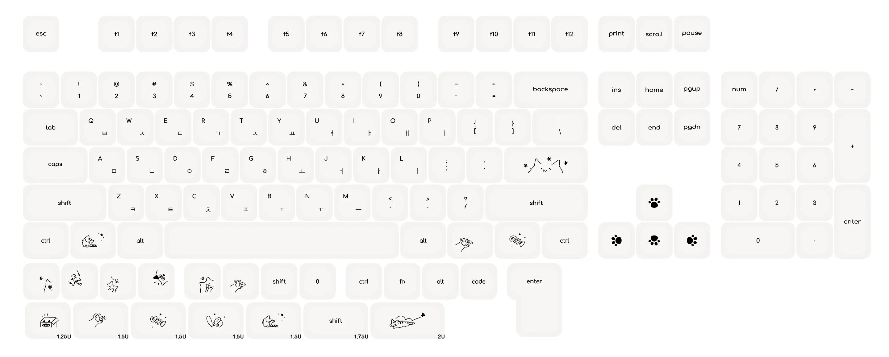 Simple Milky White Cute Cat Theme Keycap 124Keys PBT Sublimation MOA Profile Round Ball Caps Korean Mechanical Keyboard Keycaps