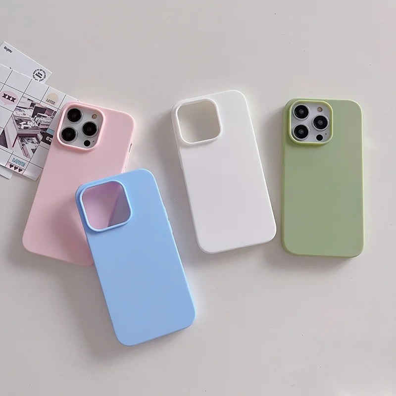 Luxury Matte Candy Ultra Thin Color Silicone Soft Case For iPhone 16 15 14 13 12 11 Pro Max Plus Mini Back Cover Colorful Shell