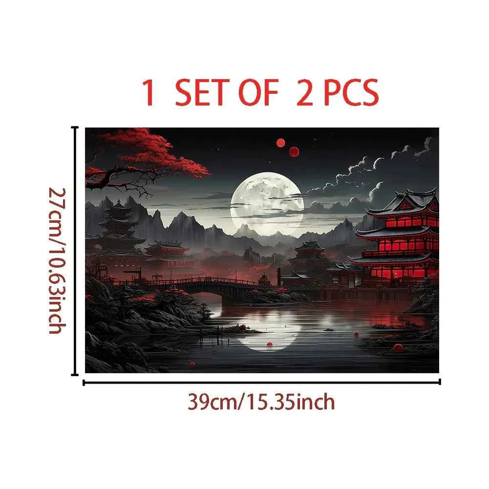 Set of 1 Set of 2 Cartoon Deep Mountain Moon Design Computer Skins, Universal Vinyl Scratch Resistant Stickers for Mac Book and