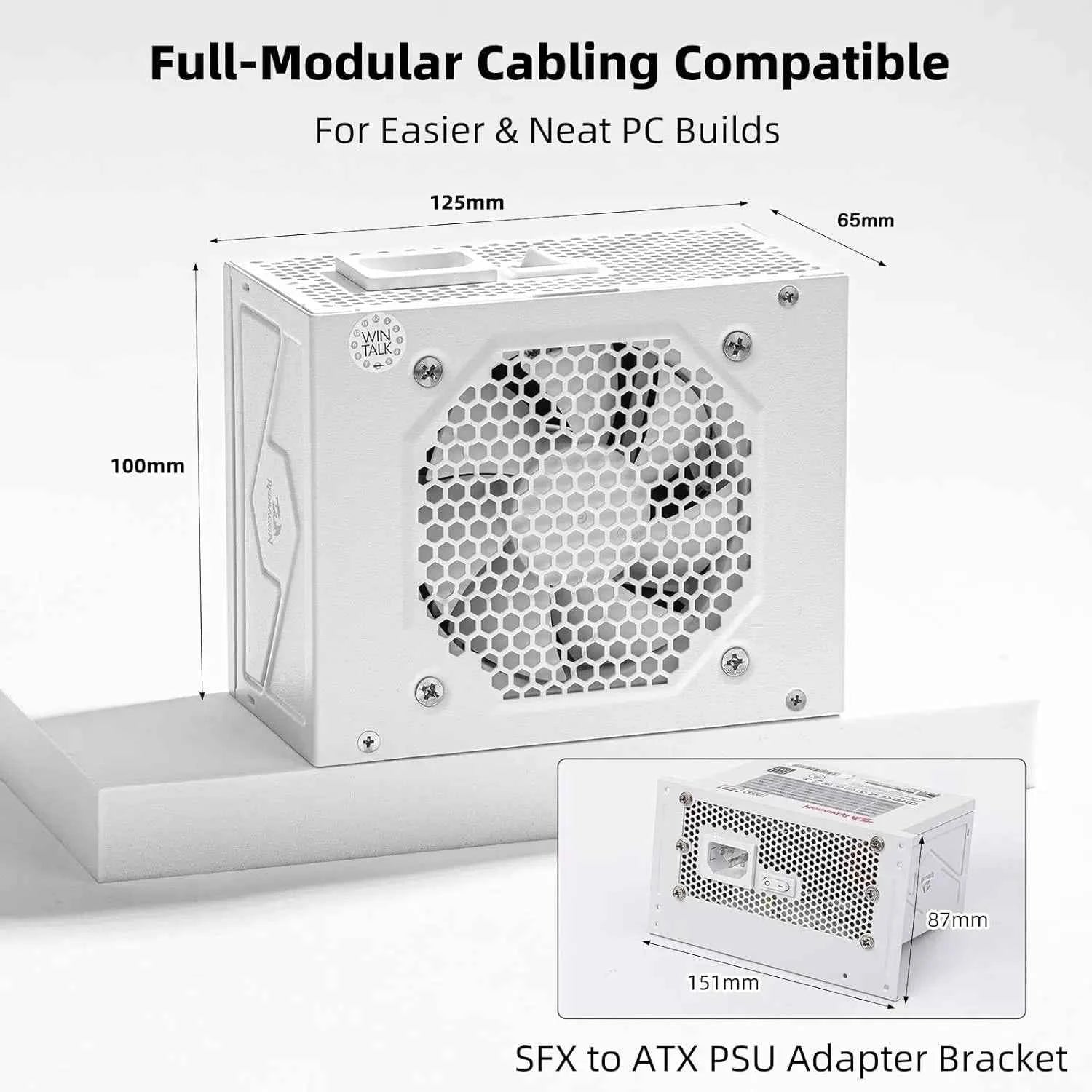 Redragon PSU015 80+ Platium 750 Watt SFX Fully Modular Low Noise Smart-ECO 0 RPM Fan ATX Compatible Panel Power Supply