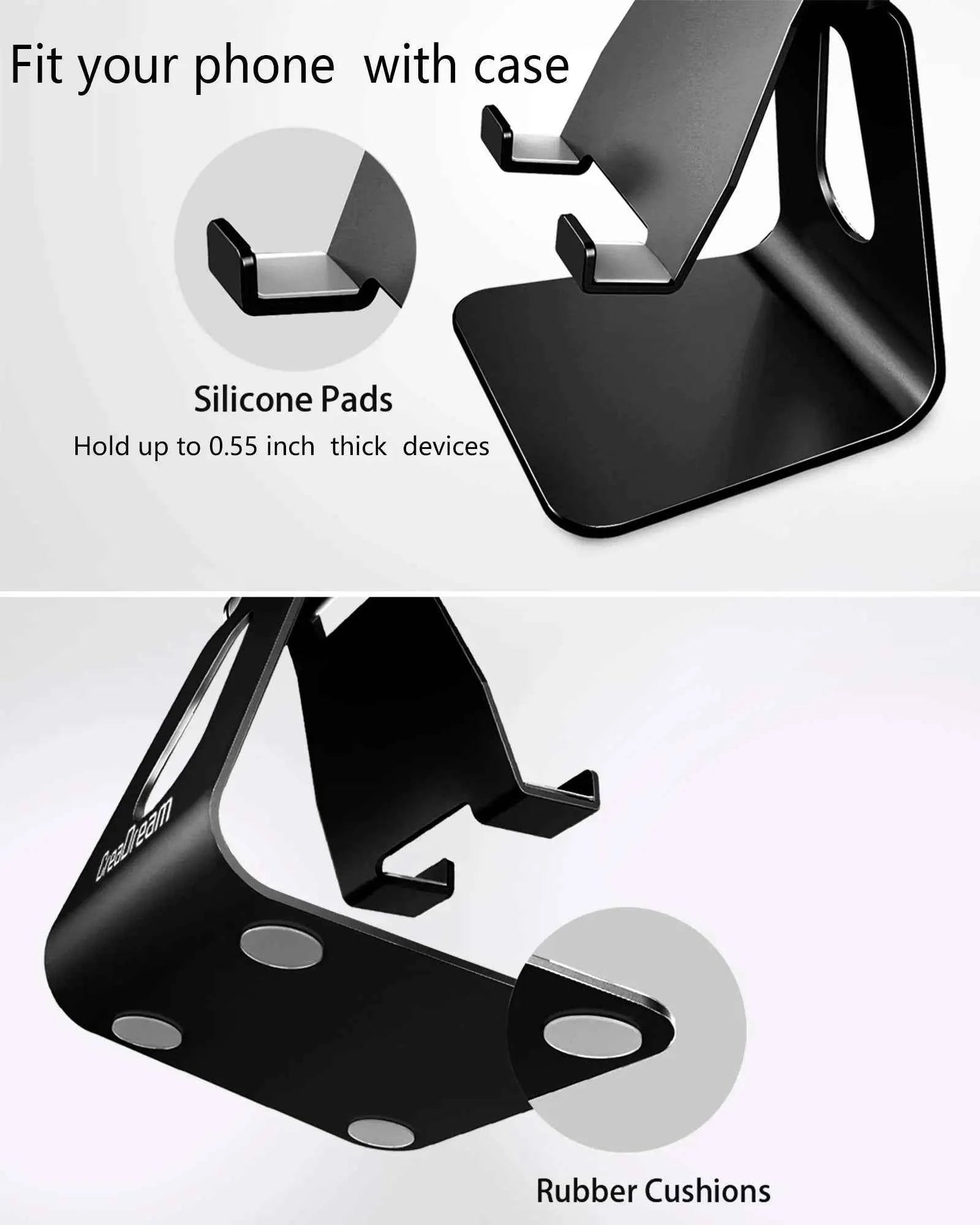 Adjustable Aluminum Cell Phone Stand, for iPhone XS Max/XR/8/7/6/6s Plus/SE, Compatible with All Phones & Charging