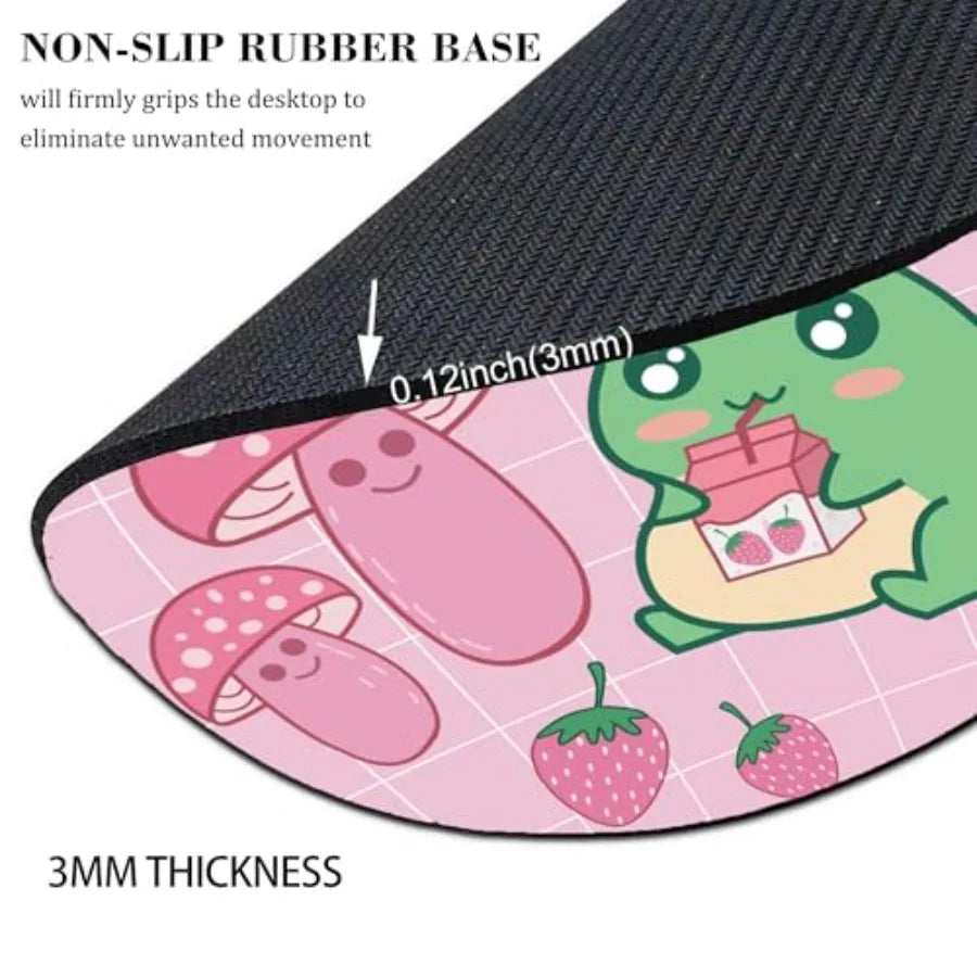 Pink Kawaii Frog Cute Round Mouse Pad Mushroom Strawberry Circle Mousepad Desk Mat Aesthetic Preppy Women Office Small Accessor