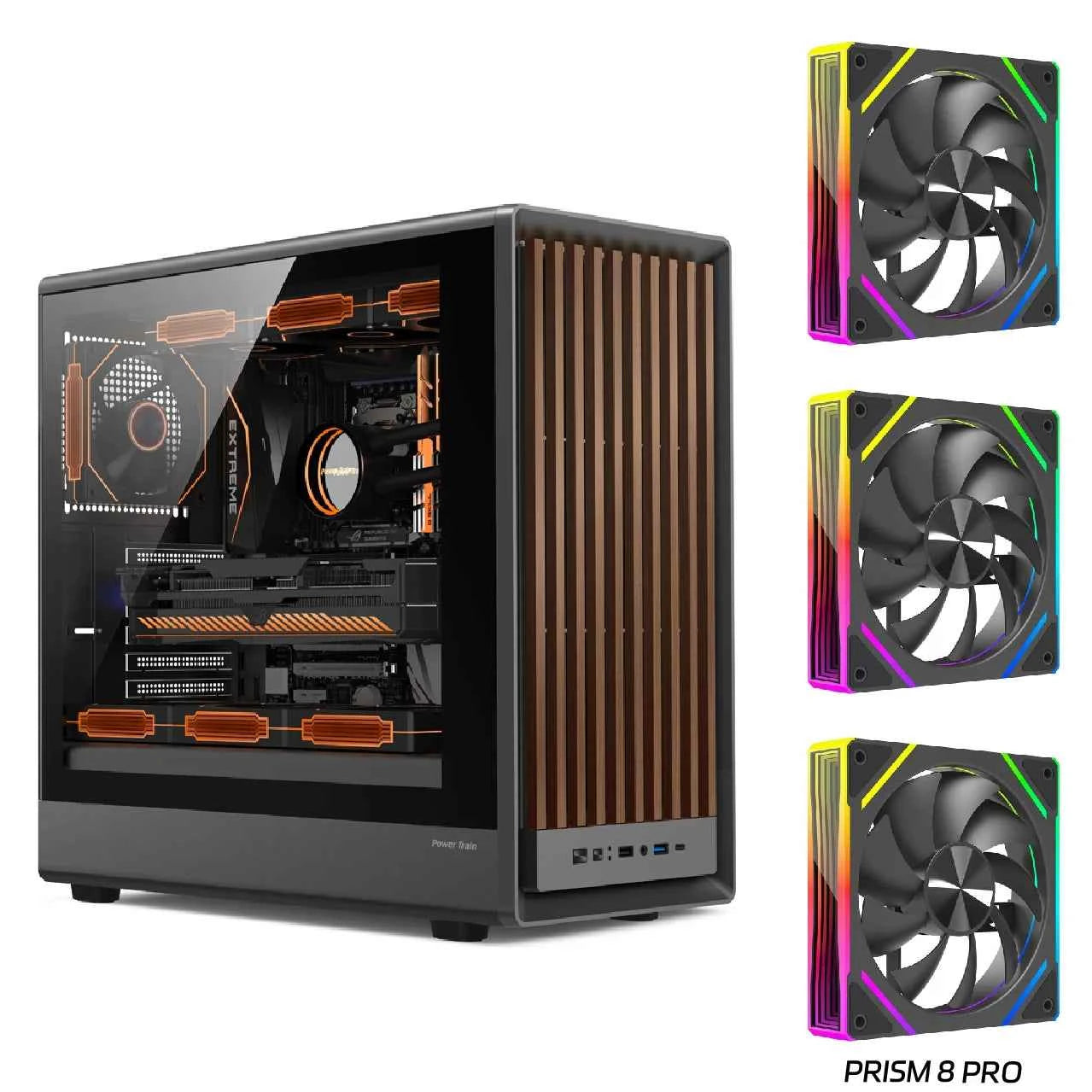 Power Train Zhenjie G1 PC case MATX Wooden panel glass side-transparent support 240/360 water-cooled computer case TYPE-C port