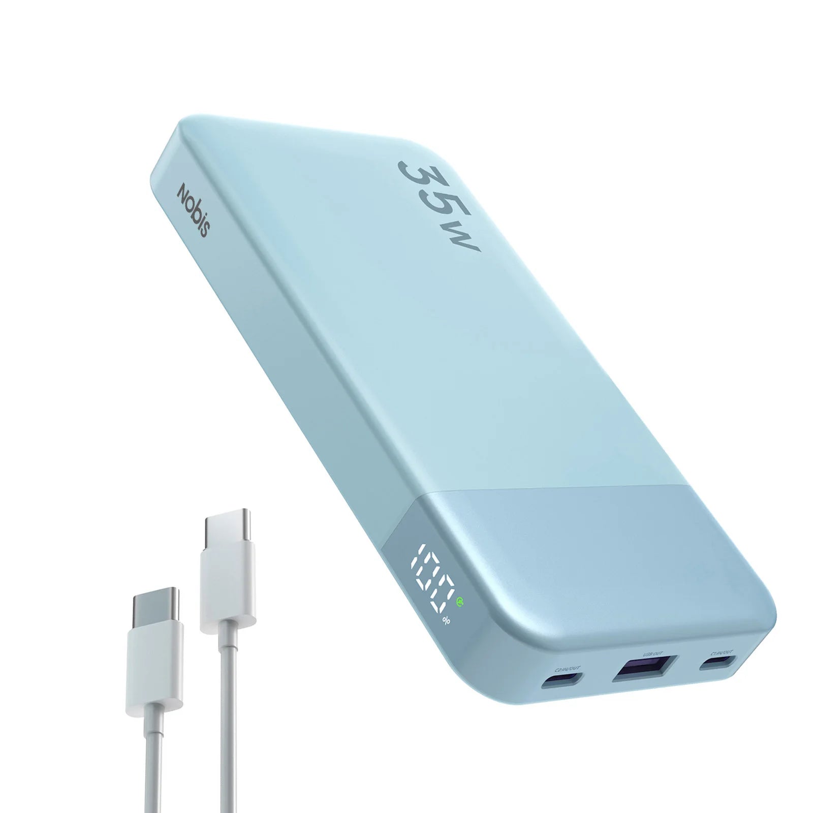 Nobis Mini Slim Power Bank 10000mAh External Battery Fast Charging 35W Portable Charger Digital Display For iphone 17 16 Samsung