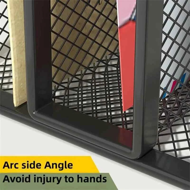 3-Layer Black Metal Mesh Notebook Stand Rack Desk Organizer for Papers Magazines Documents Books - Office Supplies