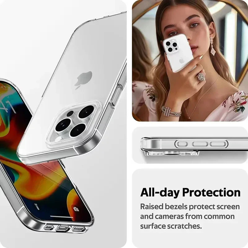 Soft TPU Clear Phone Case For iPhone 16 11 12 13 14 15 Pro Max Mini Ultra-thin Back Cover Case For iPhone 17 XR X XS MAX 8 Plus