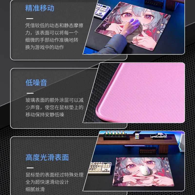 Large Tempered Glass Mouse Pad Extra Large FPS Esports Desk Pad Upgraded Smooth Custom Anti Slip Special Crystal Mist Surface