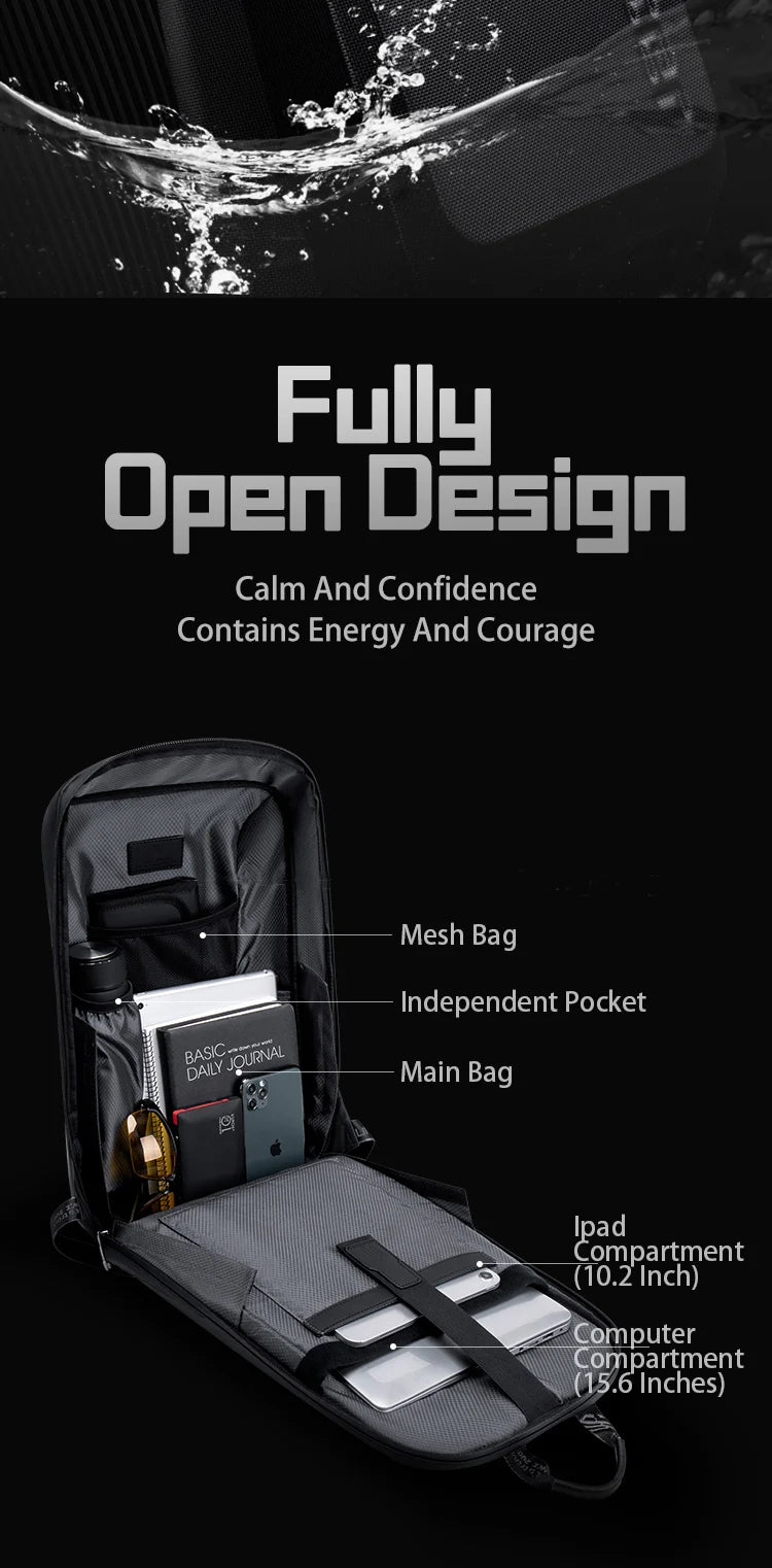 ARCTIC HUNTER Anti-Theft Mochilas Business Backpack Waterproof EVA Hard Shell Carbon Fiber Motorcycle USB Sports Backpack