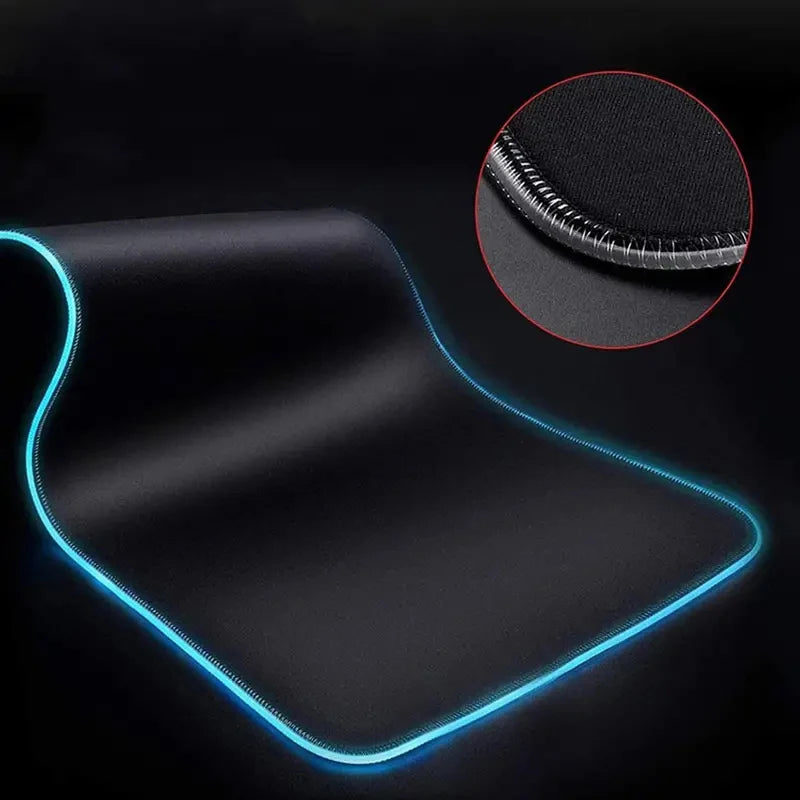 LED Mouse Pad Gaming Backlight Lock Edge Anime Accessories RGB Mousepad Gamer PC Completo Computer D-Deadpools Keyboard Desk Mat