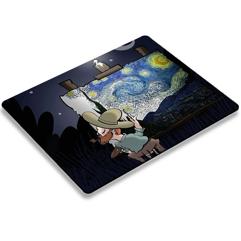 Van Gogh Illustration Anime Mouse Pad Kawaii Pc Accessories Gaming Laptops Mousepad Gamer Deskmat Desk Protector Keyboard Mat
