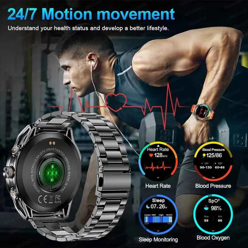 2026 Ultra New Built in GPS Compass Smart Watch 1000mAh Battery 10ATM Waterproof Sports tracker Outdoors Military Smartwatches