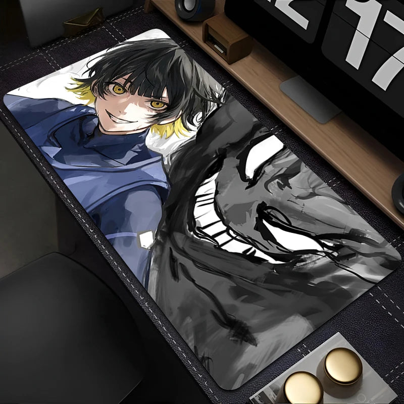 Mouse Pad Japan Anime Blue Lock Nagi Seishiro Mousepad PC Gamer Keyboard Rug Black And White Laptop Gaming Accessories Desk Mat