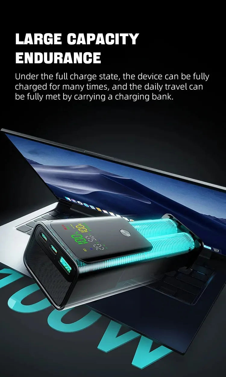 50000mAh Portable Color Screen Power Bank Supports PD100W Bidirectional Fast Charging Suitable For IPhone Laptop Samsung Xiaomi