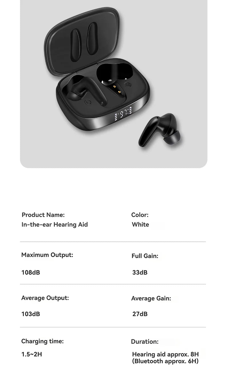ITE Hearing Aids Rechargeable,Bluetooth Hearing Aids for Seniors with Smart App Enabled Call iOS/Android,Authentic Sound Quality