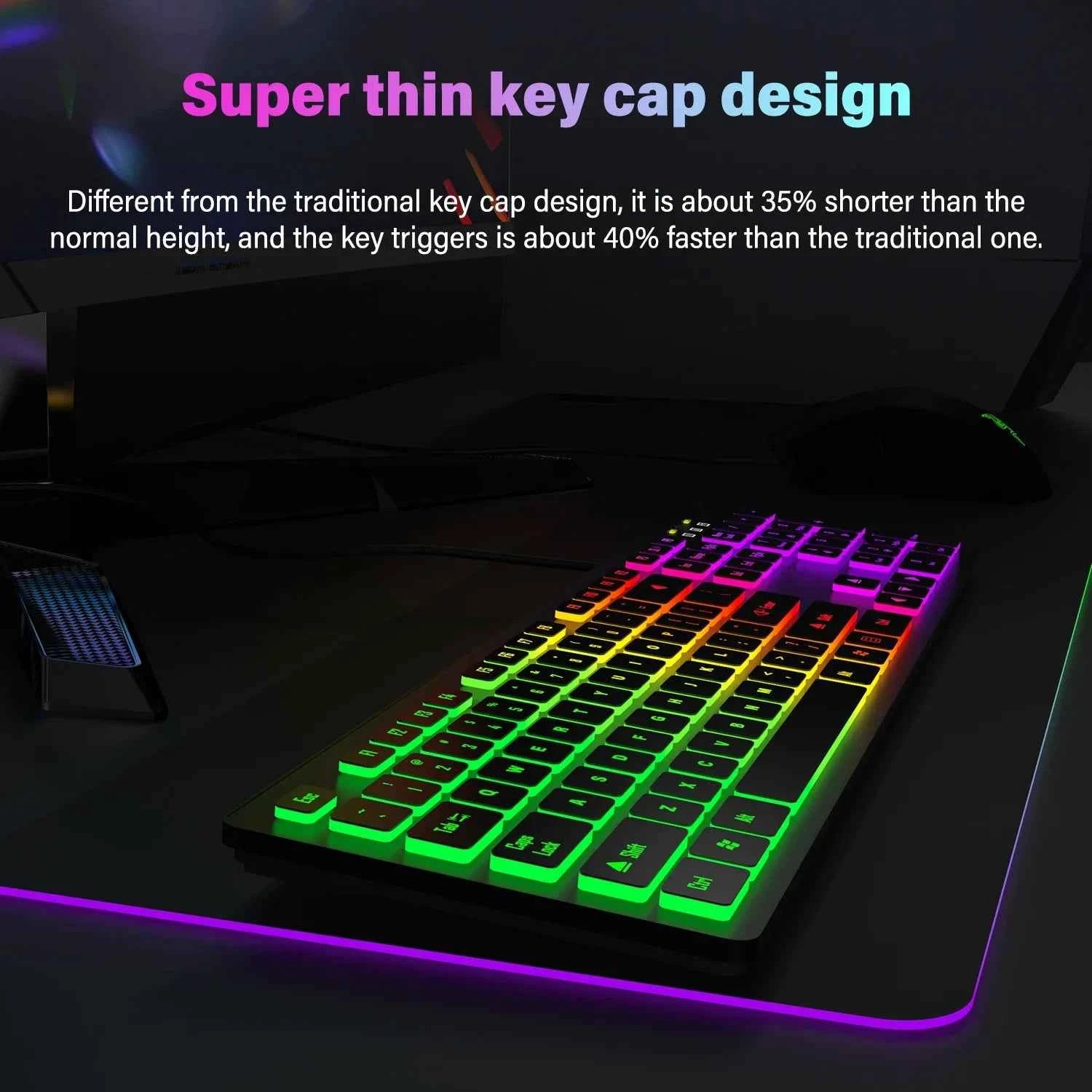 Computer Gaming Keyboard Light Backlit RGB Mute wired keyboard USB office home Russian French Spanish German Arabic English